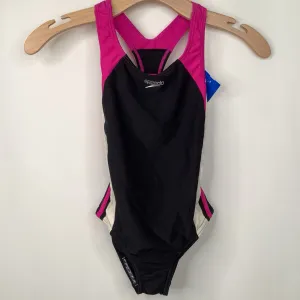 Size 8: Speedo Black Pink 1pc Swim Suit UPF Protective Layer Double Layered Durability