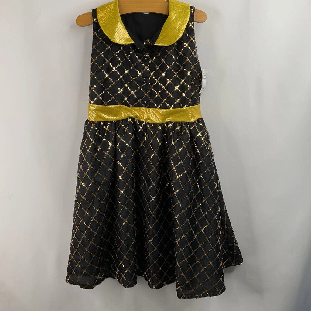 Size 5-6: Disney Pixar Black/Gold Sparkly Ember Elemental Costume Tank Dress