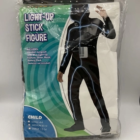 Size 8-10: Light Up Stick Figure Includes Hooded Jumpsuit with Blue Light Up