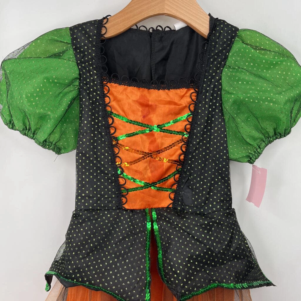 Size 8: Forum Green/Black/Orange Sparkly Witch Tulle Skirt Short Sleeve Dress