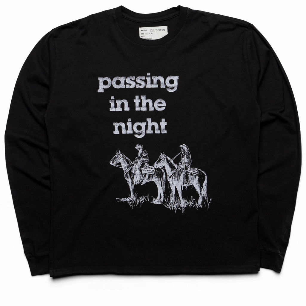 Tencel Blend Fabric One Of These Days Passing in the Night L/S Tee - Black