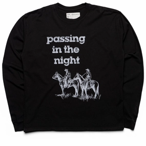 Tencel Blend Fabric One Of These Days Passing in the Night L/S Tee - Black