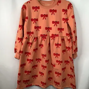 Fitted Neat Sophisticated Appeal Size 12: Tiny Cottons Orange/Red Bow Cozy Long Sleeve Dress-NEW W/Tag