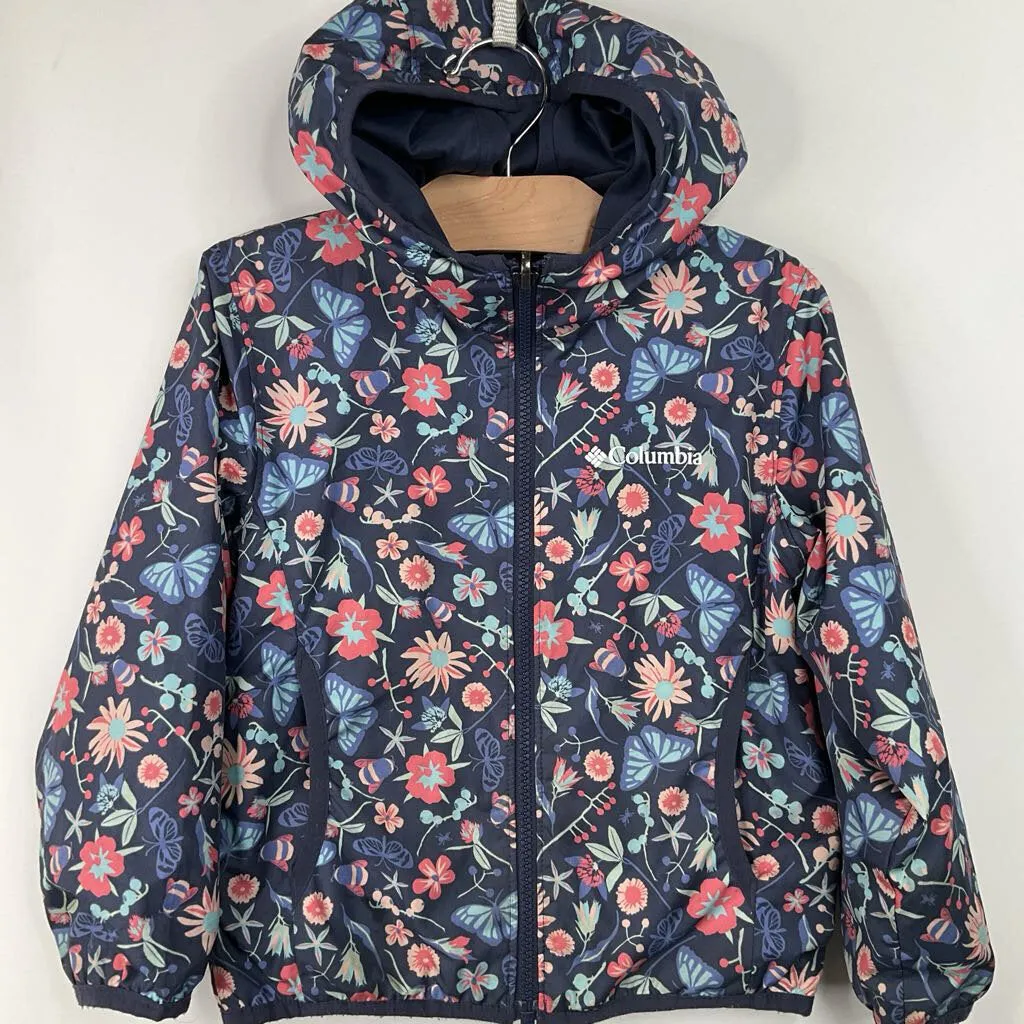 Size 4-5: Columbia Blue Floral Reversible Windbreaker Cozy Texture