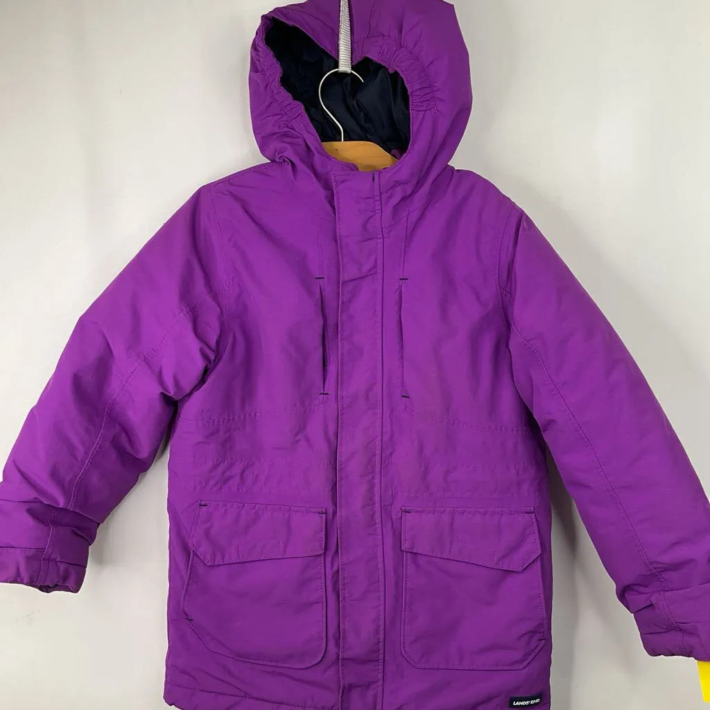 Lightweight insulation understated look Size 5-6: Lands' End Purple Hooded Winter Coat