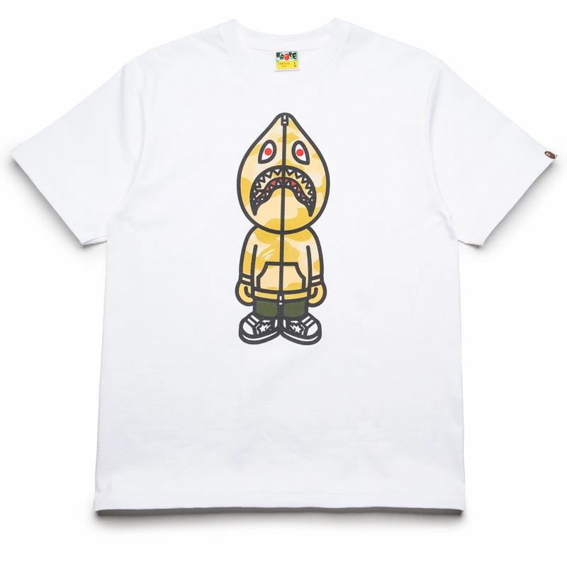 A Bathing Ape Camo Classic Milo Shark Tee - White/Yellow Flash Core Ocean Glow
