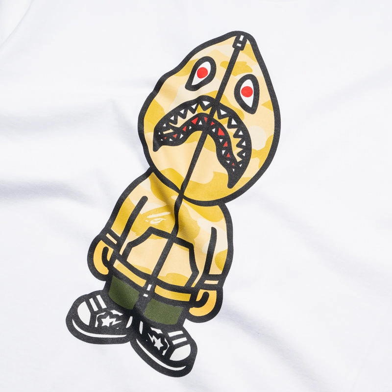 Desk Style Breath Skin A Bathing Ape Camo Classic Milo Shark Tee - White/Yellow