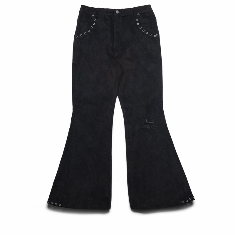 Honor The Gift Brushed Bell Bottom Pants - Black Cool Design Opaque Tone