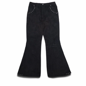 Honor The Gift Brushed Bell Bottom Pants - Black Cool Design Opaque Tone
