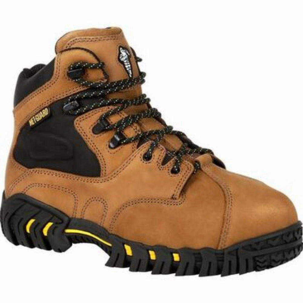Slim Profile Double Stitched Seams Michelin? Steel Toe Internal Met Guard Men's Work Boot Xpx763 In Brown