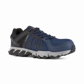 Reebok Trailgrip Athletic Work Shoe Men's Composite Toe Rb3403 In Navy, Black And Grey stylish trail shoes