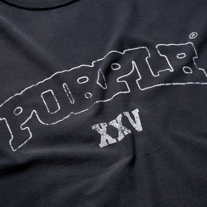 Wardrobe Essential LayeredPaneling Purple Brand Arched Wordmark Tee - Black