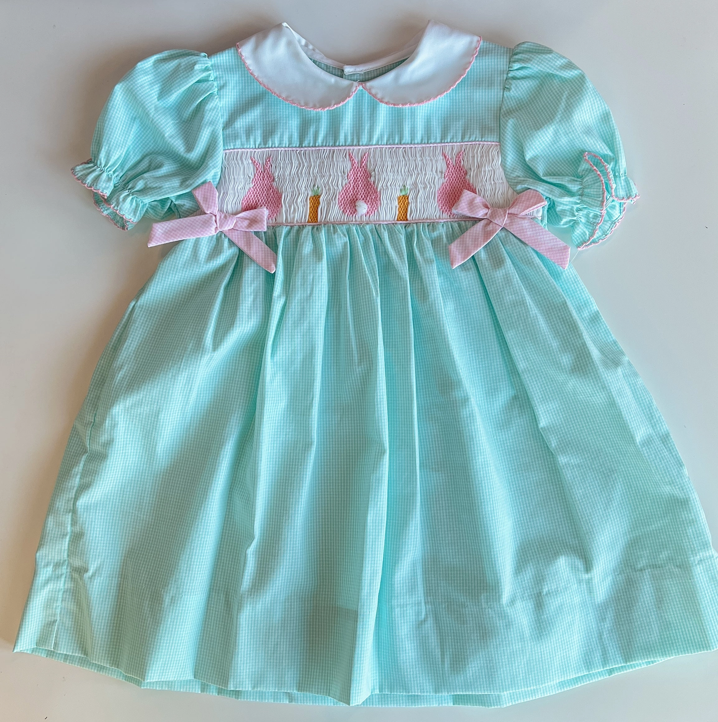 Smocked Bunny Dress - Teal Ocean Glow