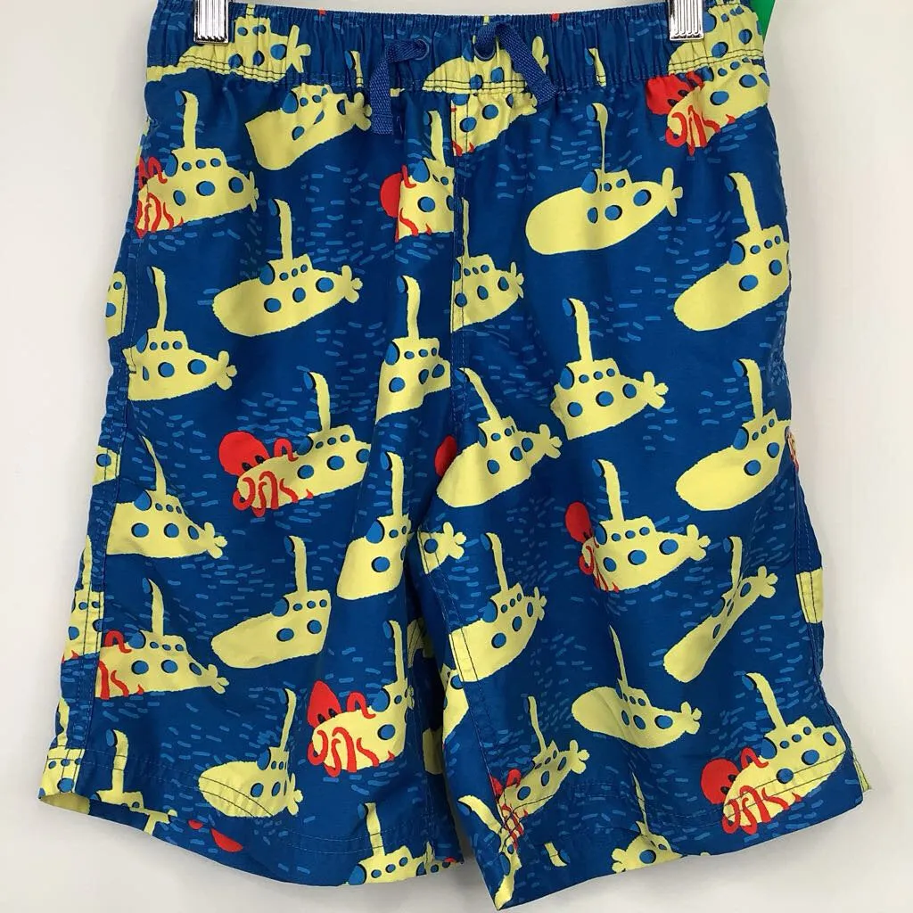 Embroidered children's clothes Size 12 (150): Hanna Andersson Blue/Yellow Submarine Print Swim Trunks