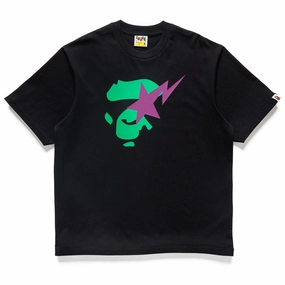 A Bathing Ape by Politics Sta Ape Face Tee - Black NonIrritating Seams