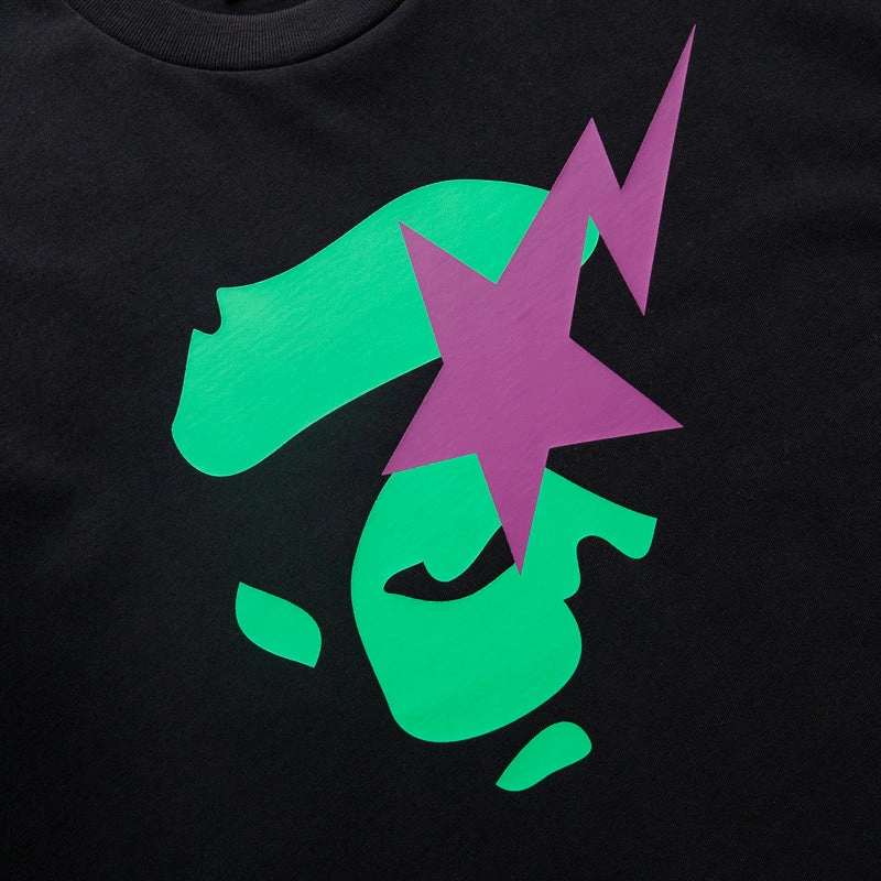 Breathable Style Legend Fit A Bathing Ape by Politics Sta Ape Face Tee - Black