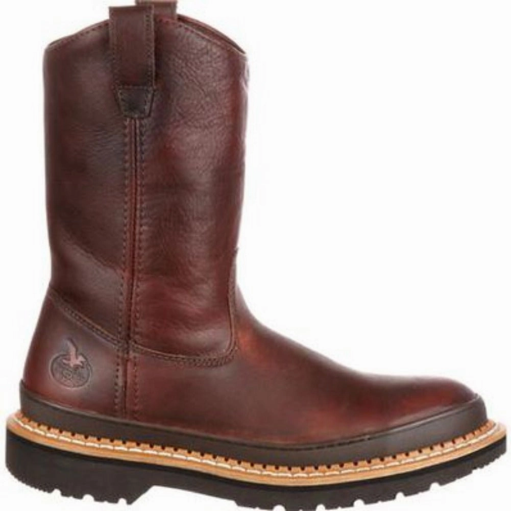 Georgia Boot Giant Men's Pull-on Steel Toe Work  Boots G4374 In Brown Heel Stabilizer High-Top Style