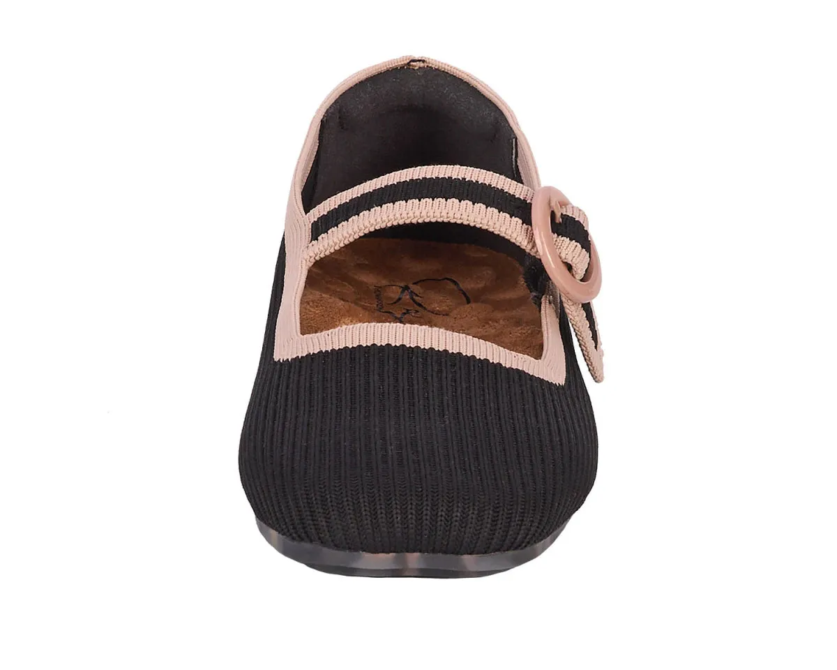Ros Hommerson Naomi Women's Flat Slip-on In Black/Taupe Knit Bright Guard