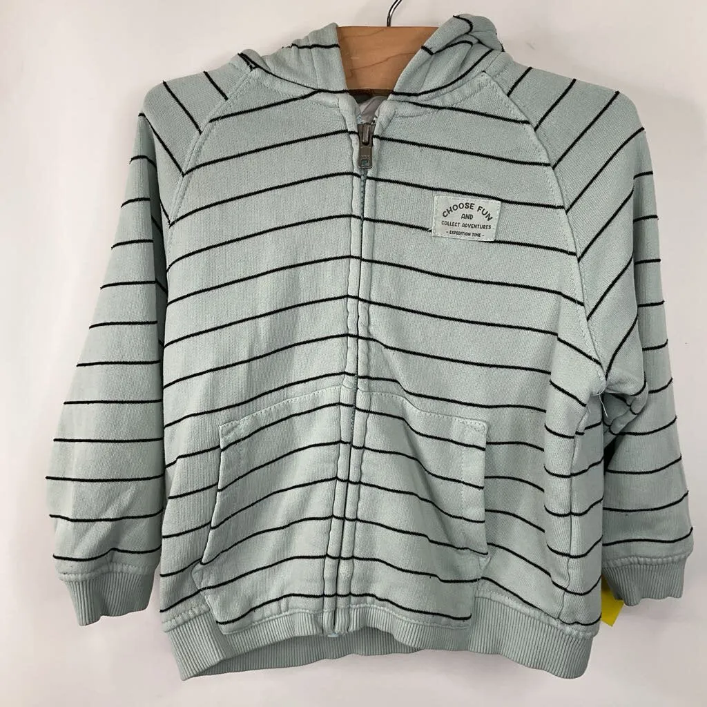 Size 2-3: Zara Greey Black Striped Zip Up Hoodie Sports kids' apparel