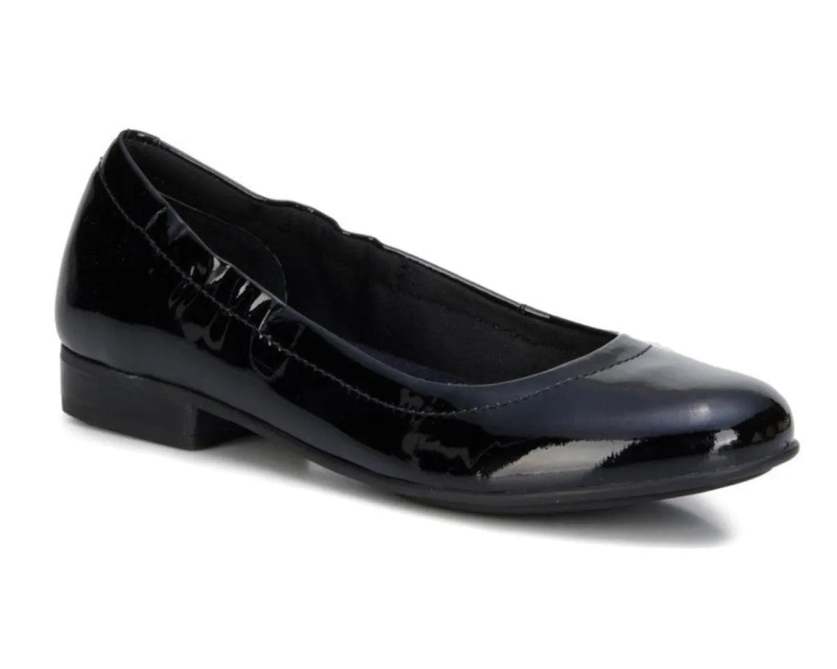 Walking Cradles Wc Tess Women Flat Slip-on Shoe In Black Patent Leather Shady Path Shape True