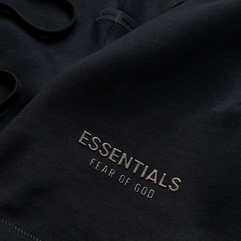 Fear Of God Essentials Soccer Fleece Shorts - Jet Black Sharp Edge NoRubEdging