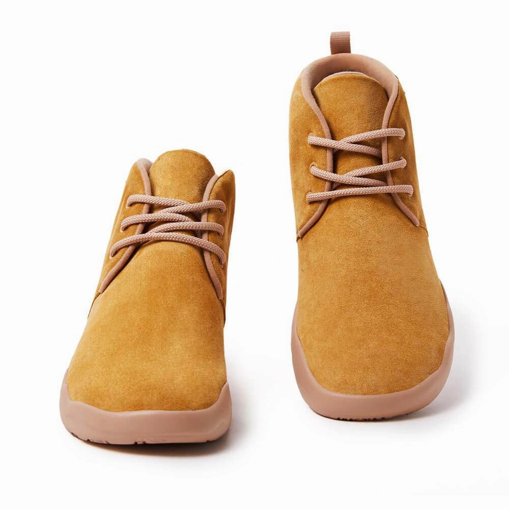 Cushioned Step Functional Minimalist Cushioned Bilbao Khaki Cow Suede Lace-up Boots Men