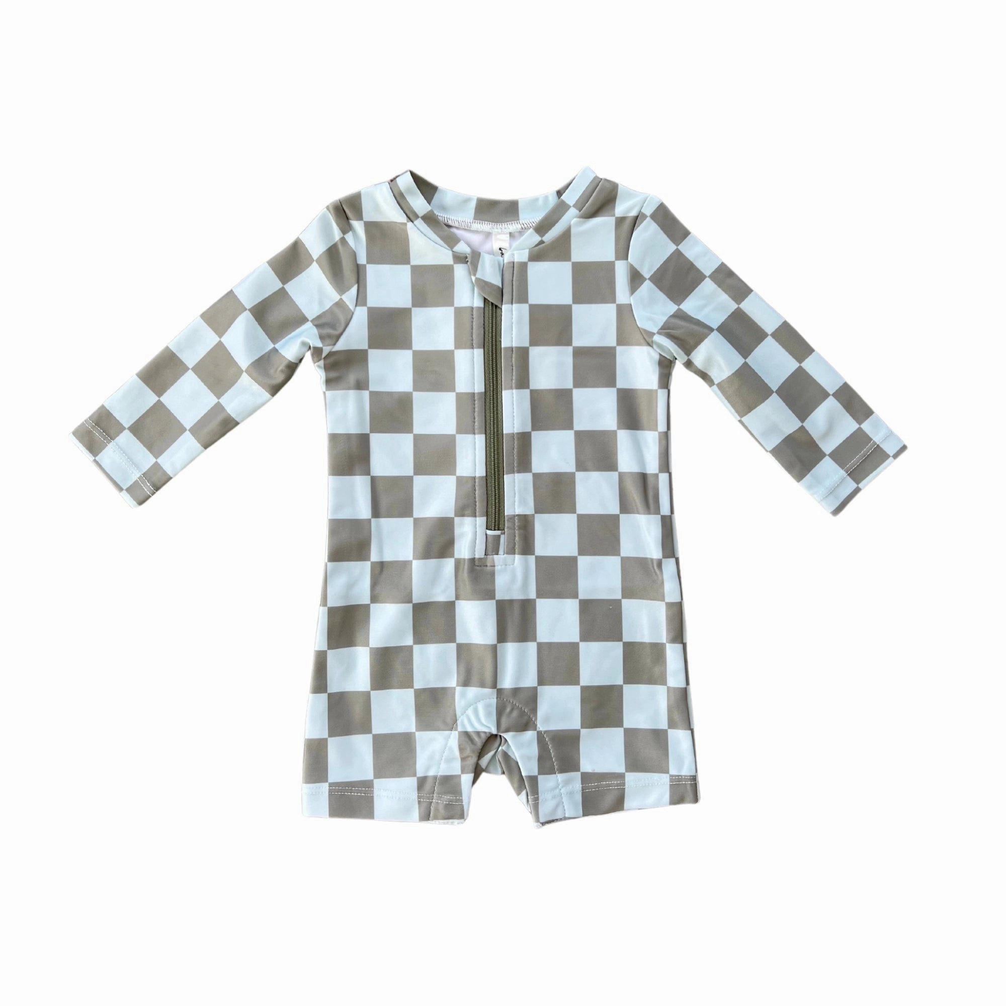Smooth Line Adaptable Outfit One-Piece Rash Guard Swimsuit | Checker in Seagrass