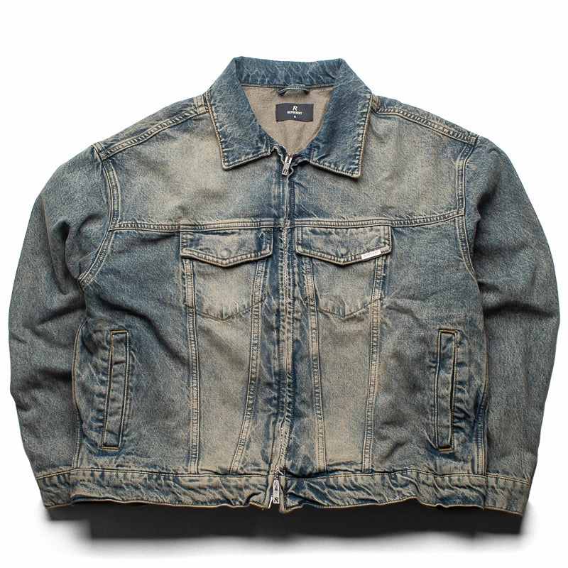 spring fresh Represent R4 Denim Jacket - Blue/Cream