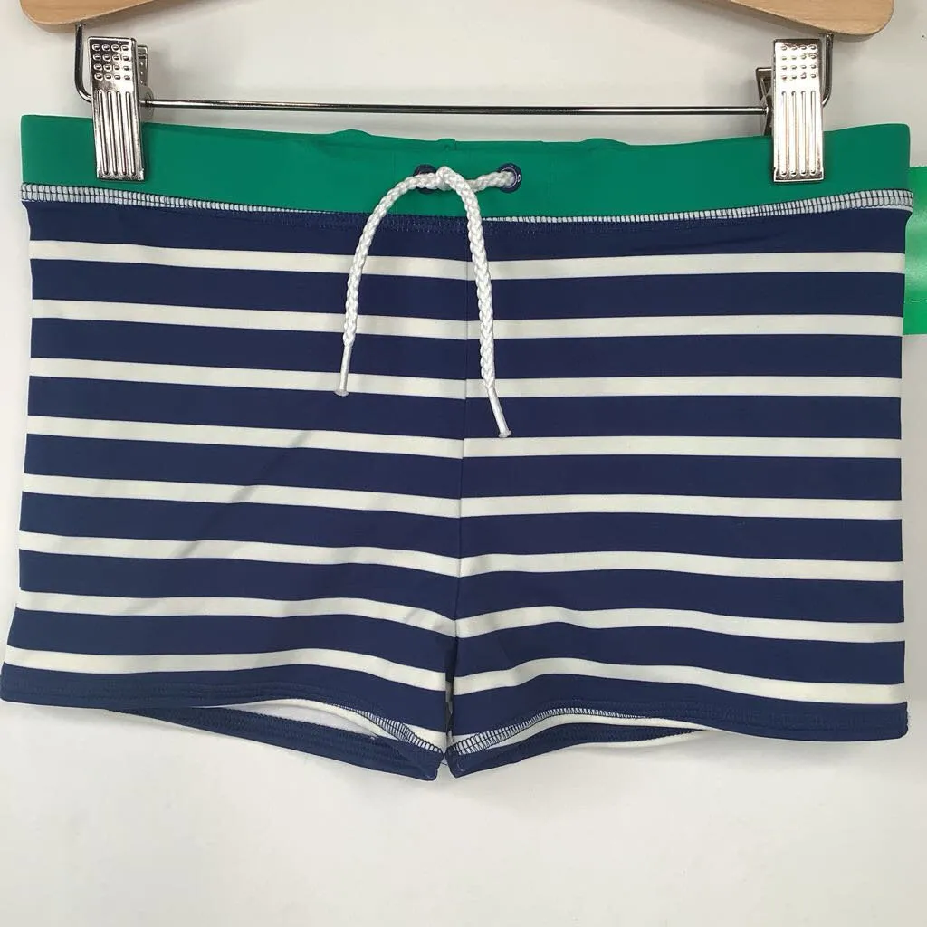 Size 8-9: Mini Boden Blue White Striped Swim Trunks Sporty