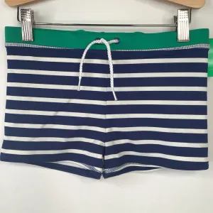 UPF Protective Lining Size 8-9: Mini Boden Blue White Striped Swim Trunks