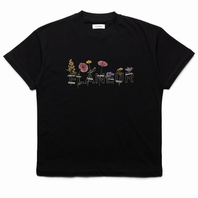 Flaneur Botanical Tee - Black Relaxed Wearable Boat neck style