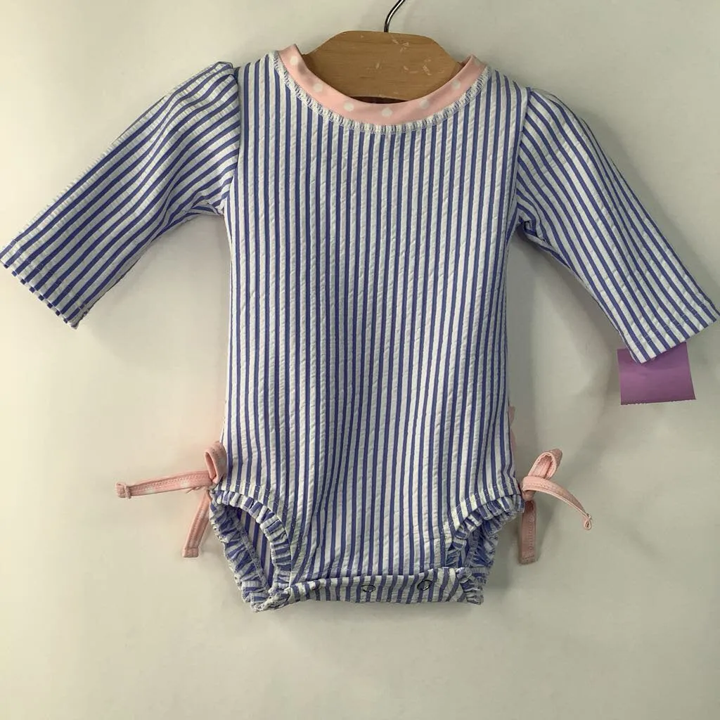 Vacation Style Size 0-3m: Ruffle Butts Blue/White Striped 1pc Swimsuit