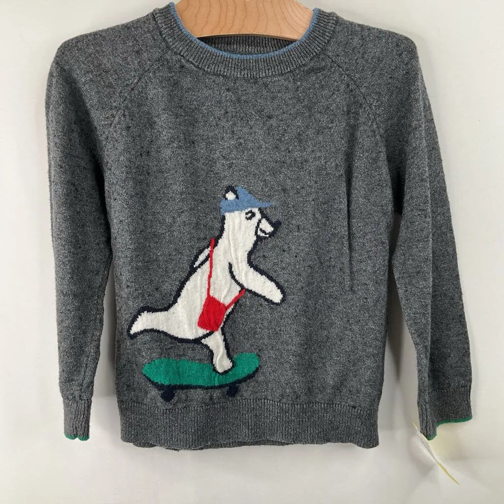 Size 4: Monoprix Grey Polar Bear Knitted Sweater Stretch Fit Relaxed Fit