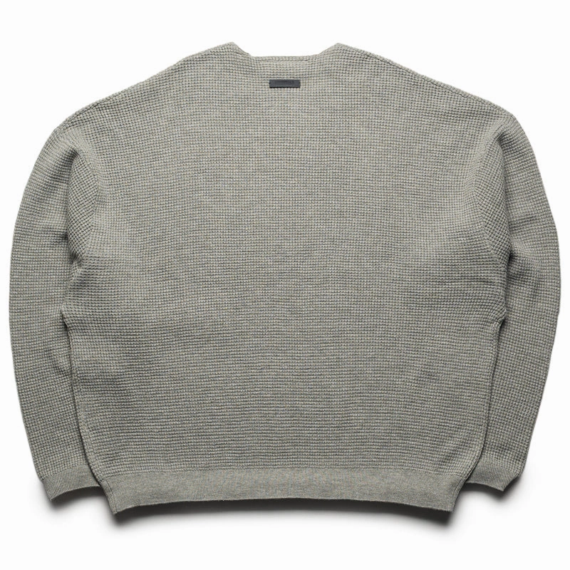 Breathable Material Vintage Style Fear Of God Essentials Waffle L/S Crewneck Sweater - Concrete Heather