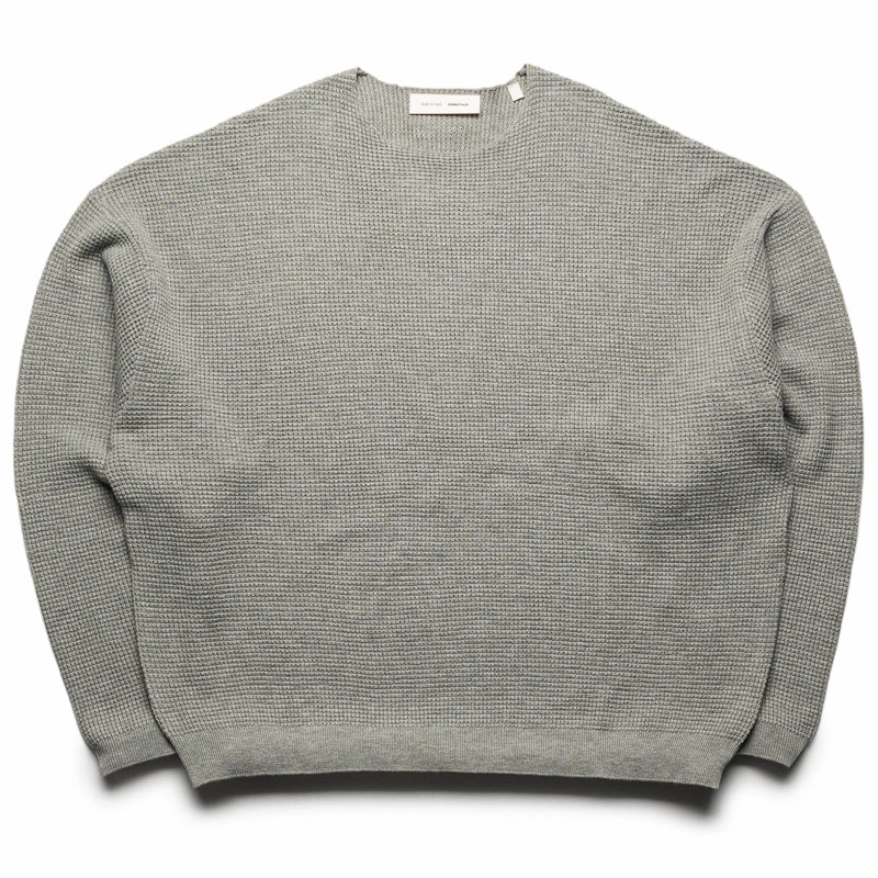 Fear Of God Essentials Waffle L/S Crewneck Sweater - Concrete Heather Run Core