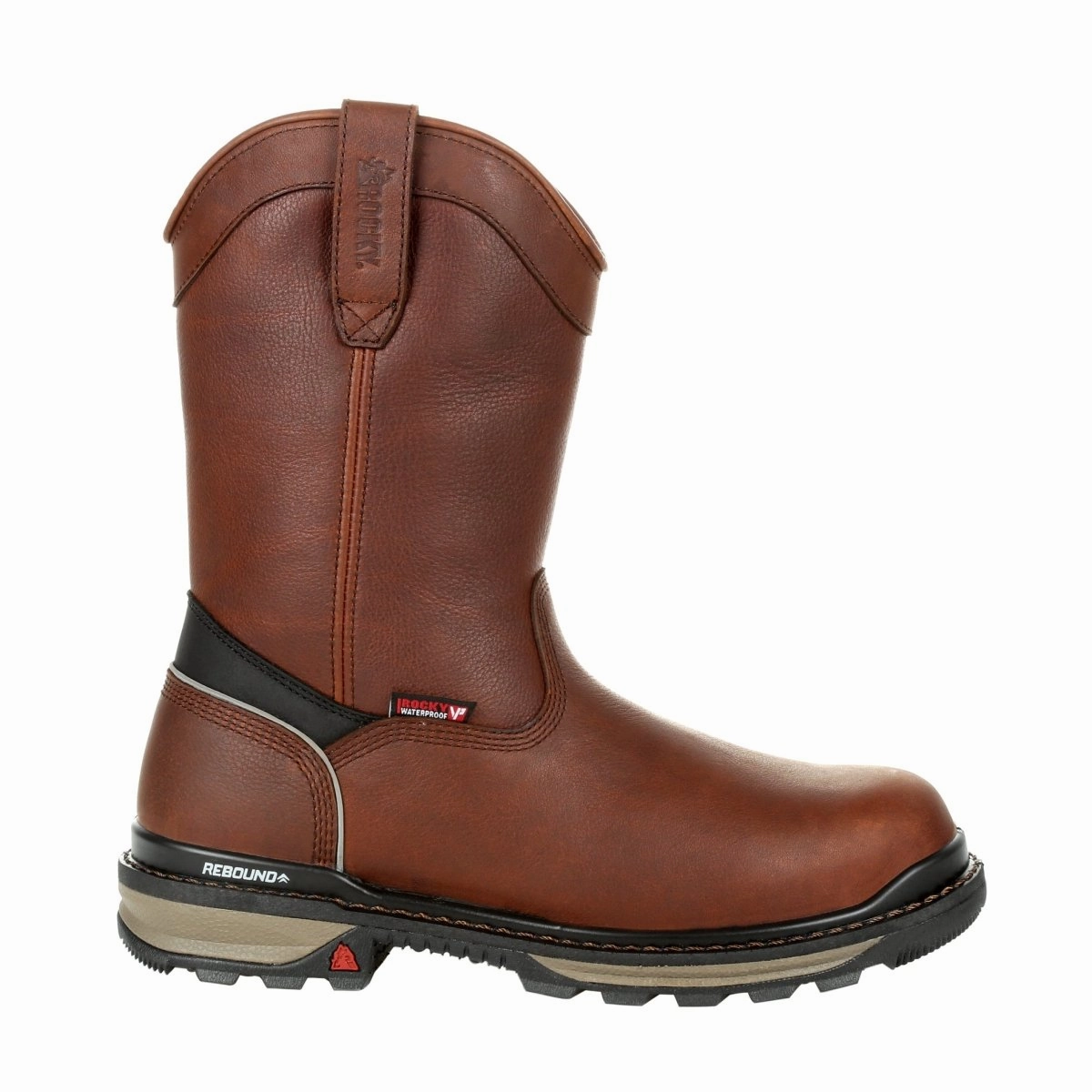Rocky Rams Horn Men's Waterproof Composite Toe Pull-On Work Boots Rkk0315 In Brown Quick Drying Urban Commute