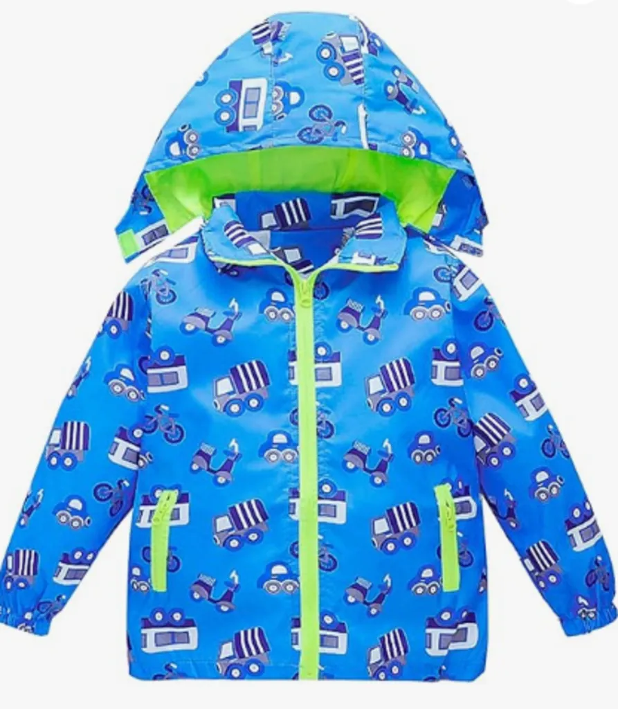 Anti Static Inner Layer Crisp Clean Fit Size 5 (110): HZXVic Blue Vehicles Print Zip-Up Windbreaker-NEW