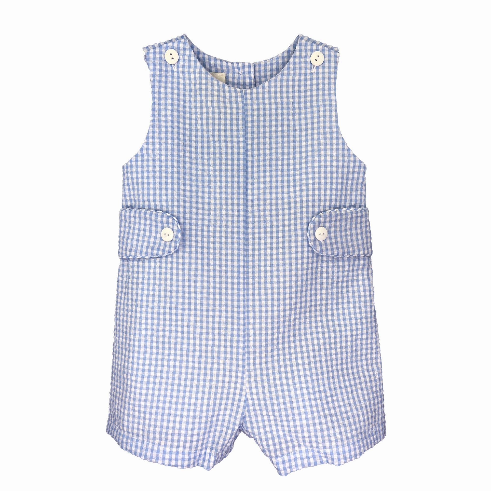 Trendy Look EcoFriendly Material Seersucker Gingham Baby Blue Romper