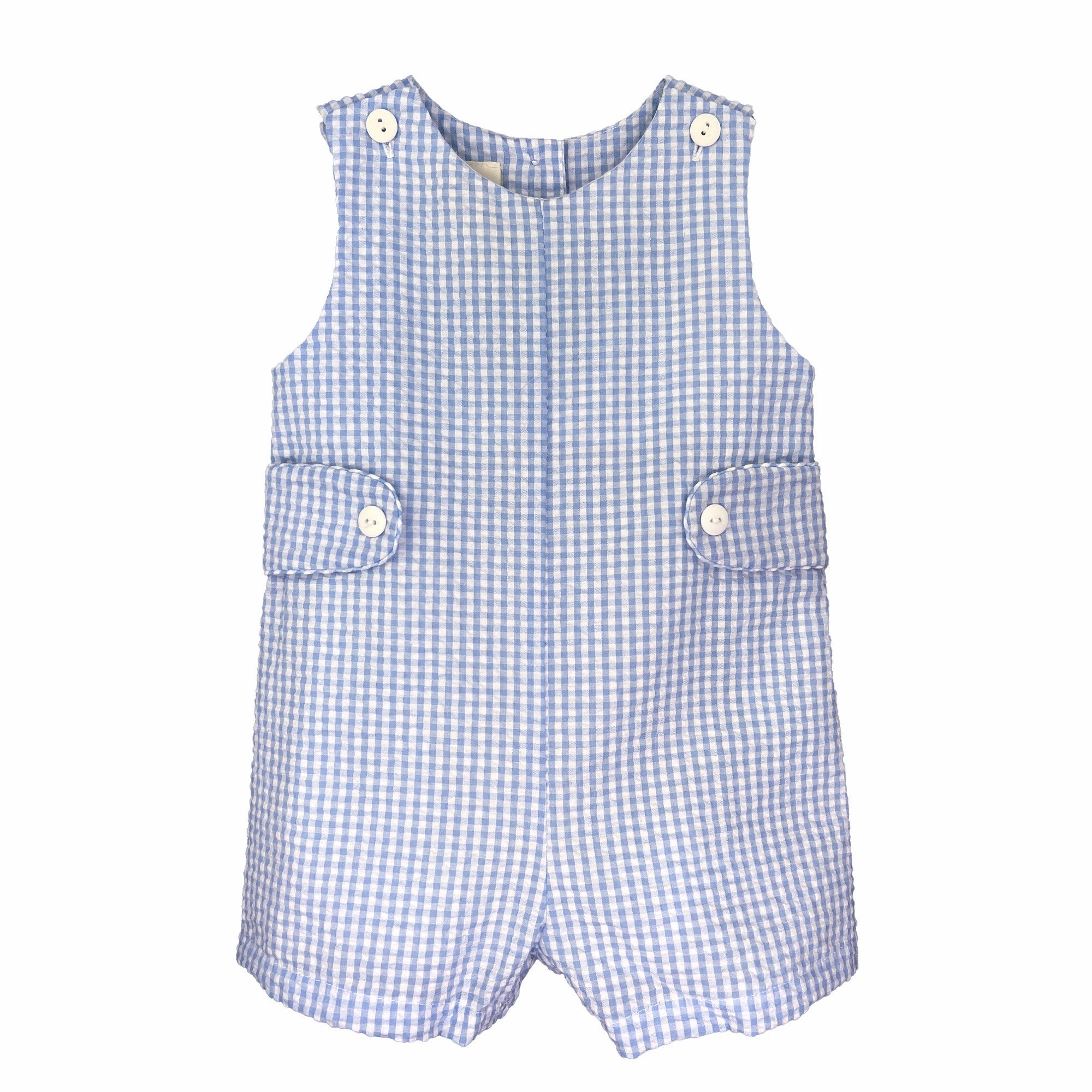 Chic Jacket Seersucker Gingham Baby Blue Romper