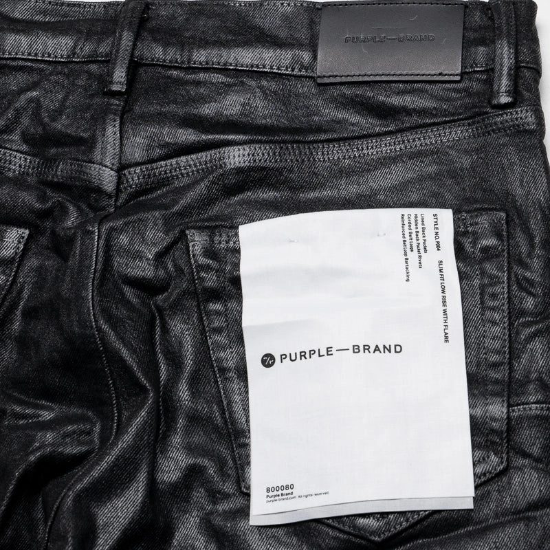 Neat Edge Purple Brand Low Rise Flared Leg Coated Flare Jean - Black