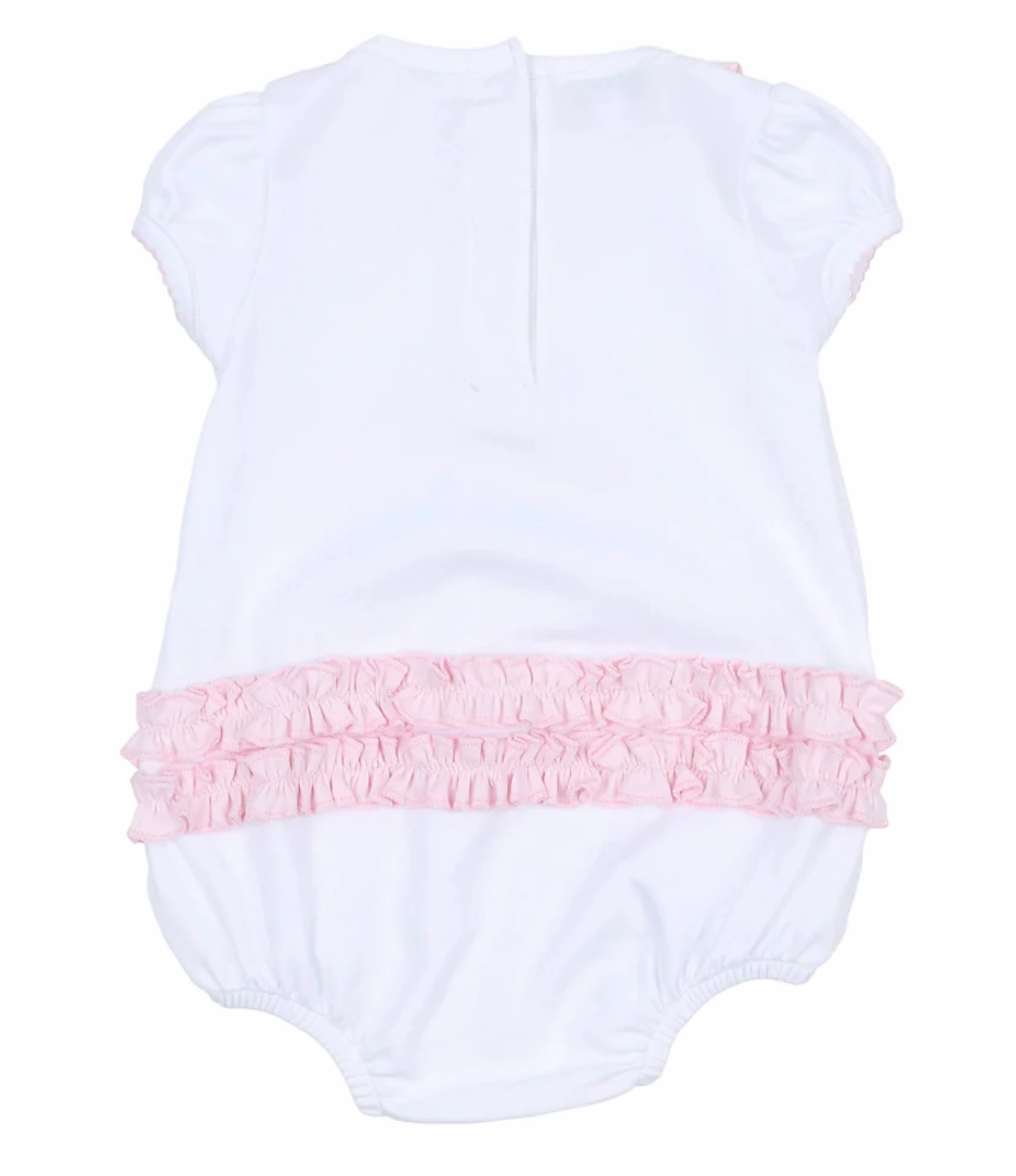 Vintage Bunny Pink Emb Ruffle Short Sleeve Bubble Pink Zen Ease