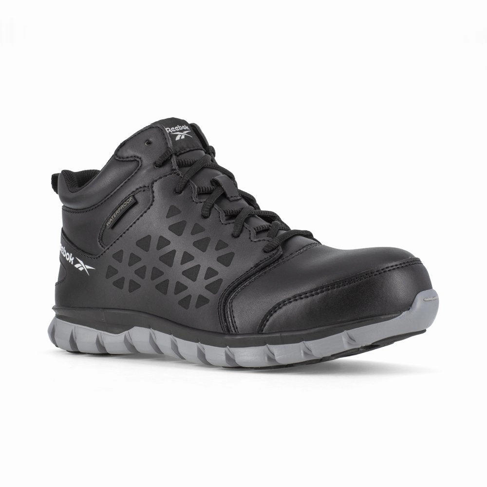 Professional Protection Comfort support Reebok Sublite Cushion Work Athletic Waterproof Mid-cut Women's Composite Toe Rb414 In Black And Grey
