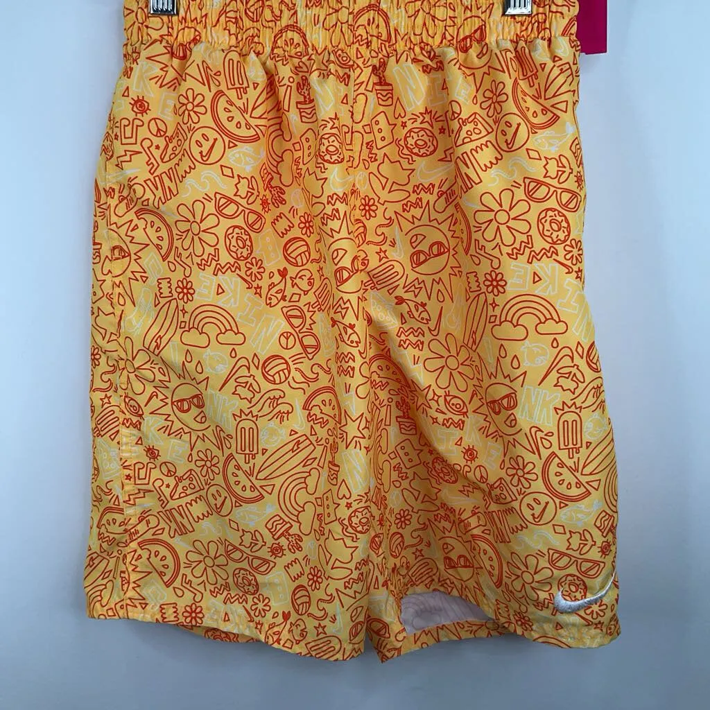 Sunbathing Look High Neck Design Size 16: Nike Orange/Red Sunshine Days Print Swim Trunks