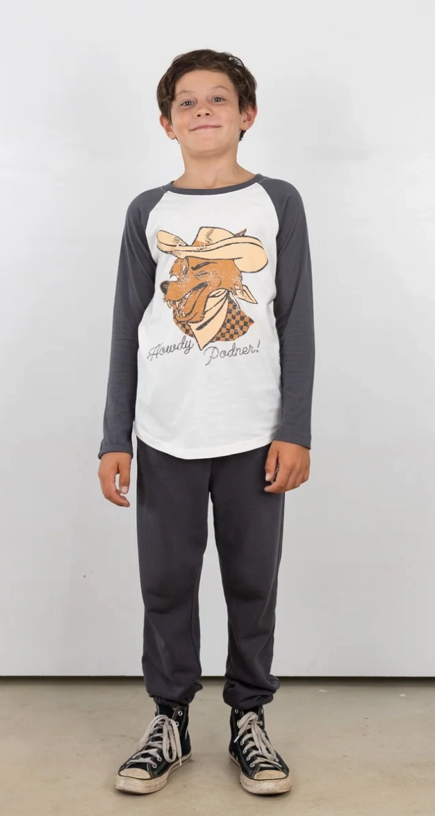 SnagResistant Weave Long Sleeve Raglan- Howdy Podner