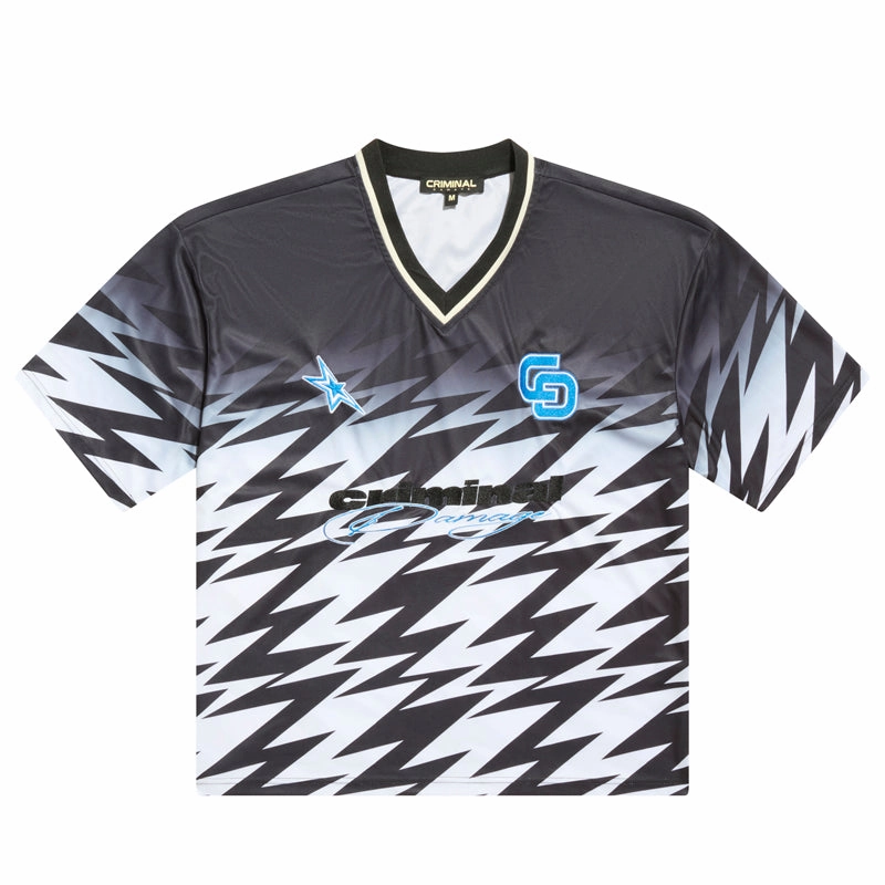 AntimicrobialTreatment Spirit Core Criminal Damage Lightning V Neck Jersey - Black/White