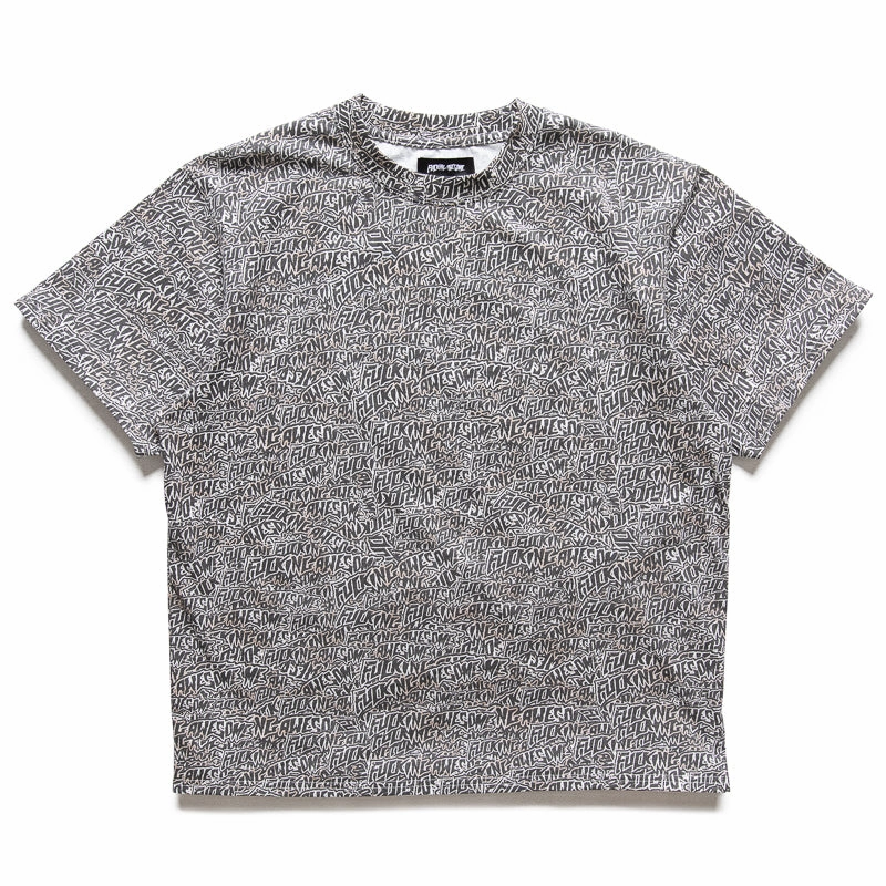 Chic And Comfortable Non Restrictive Cut Fucking Awesome Burnt Sticker Stamp Tee - Black/White