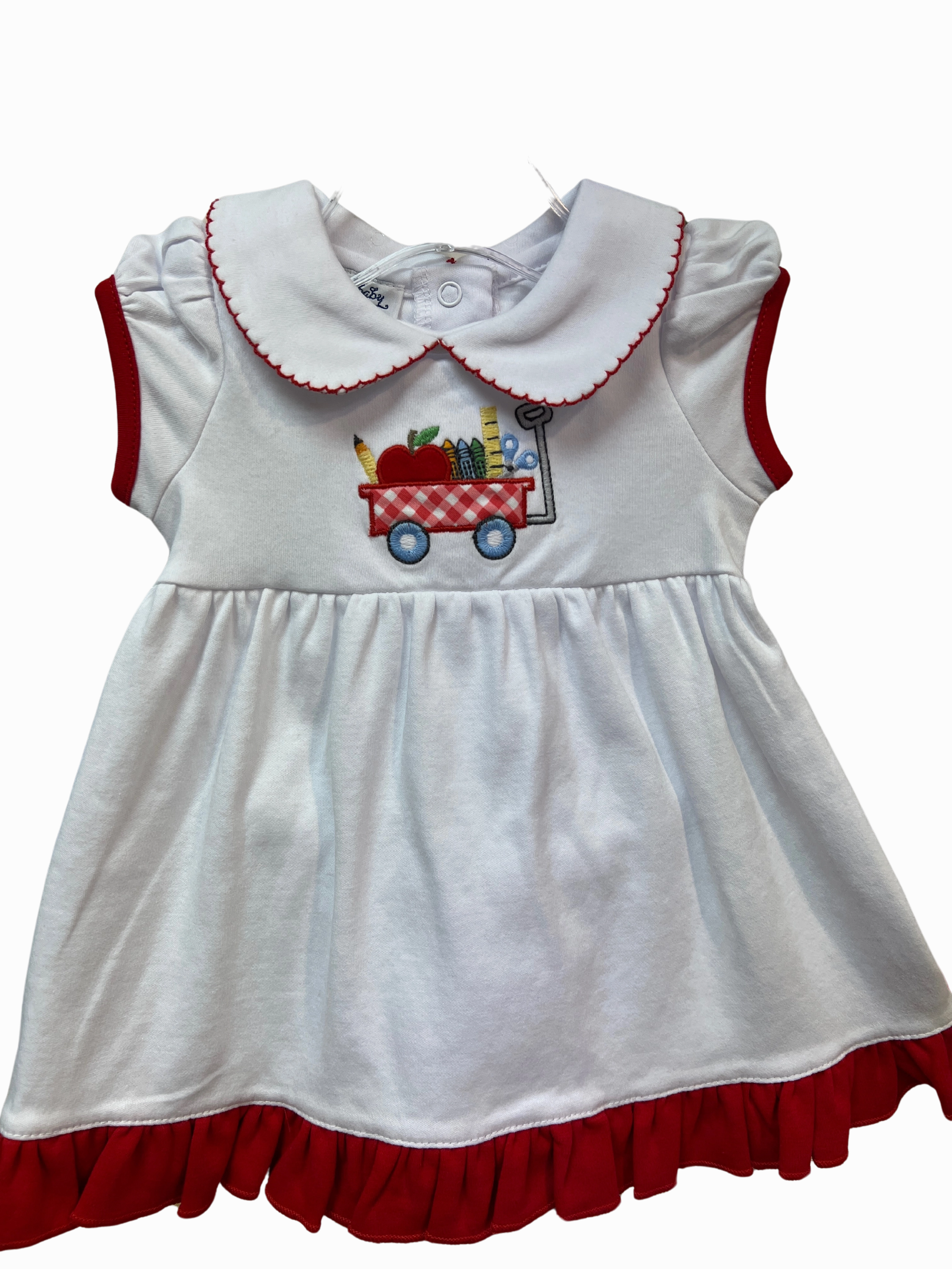 Formal Attire Street Fest School Wagon Applique Short Sleeve Dress