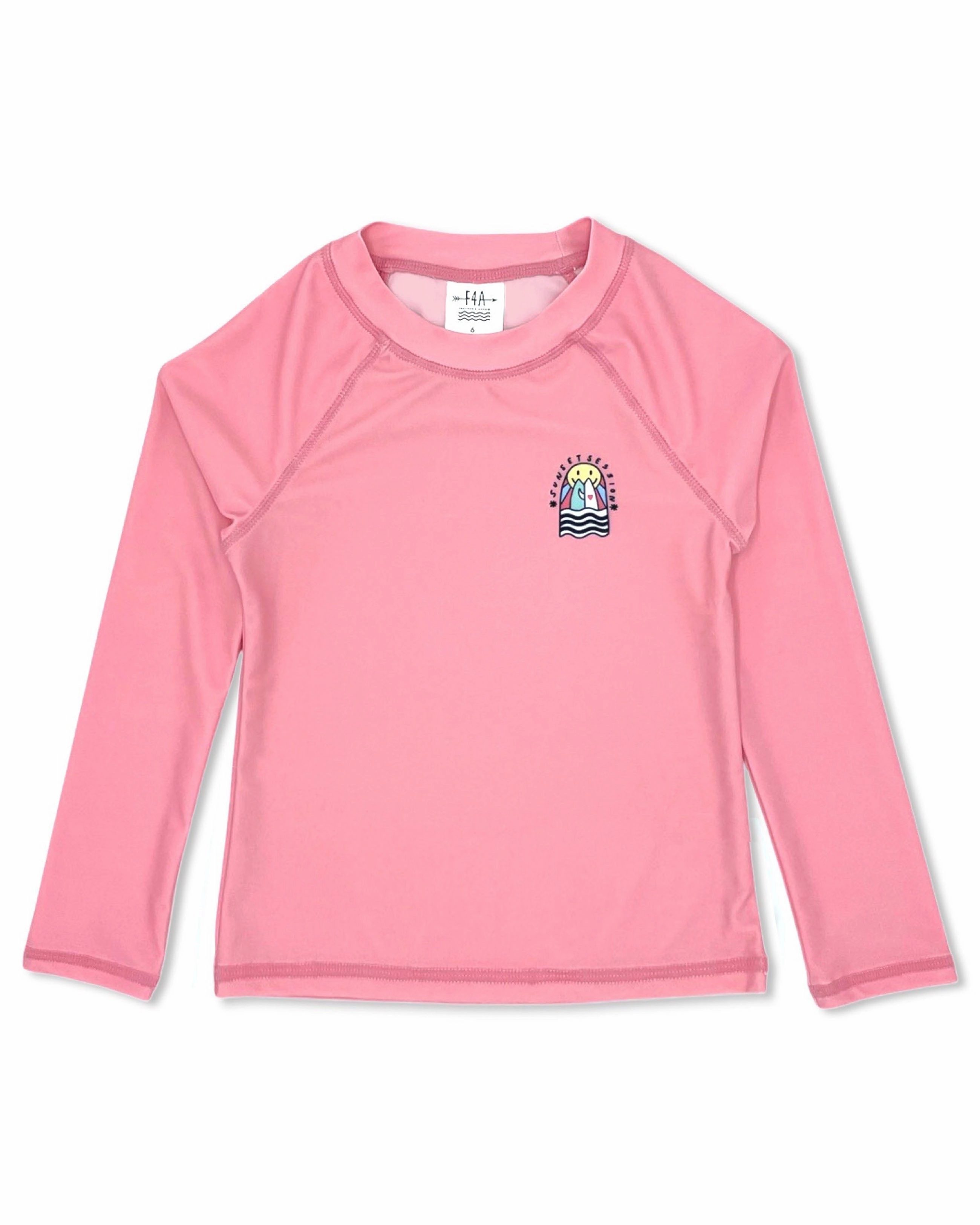 Sunset Session L/S Rash Top - Flamingo Pink Zero Waste