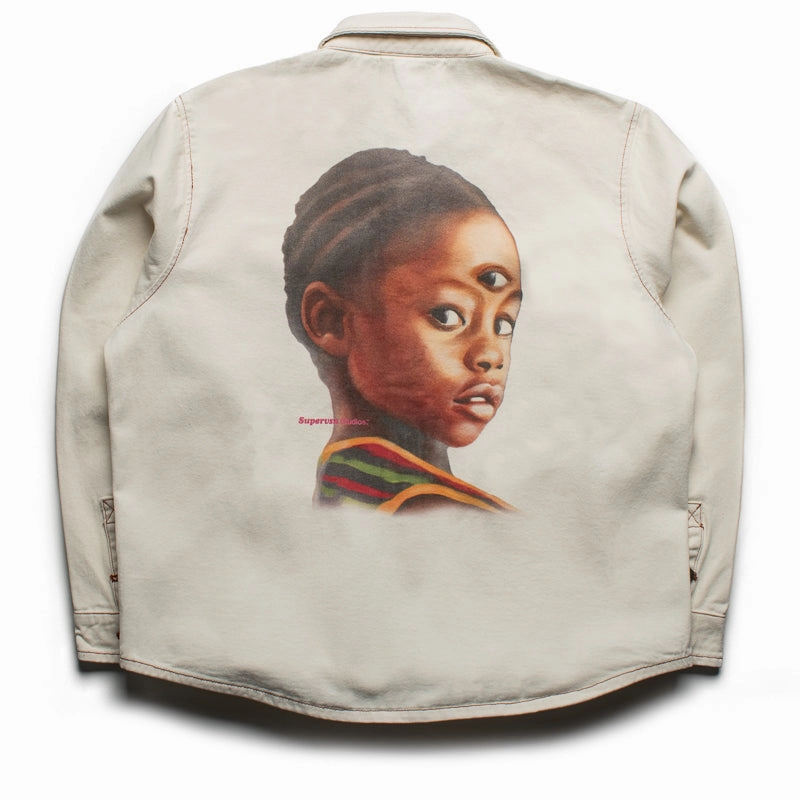 Supervsn Third Eye Denim Overshirt - Natural Evening Chic QuickDrying Material