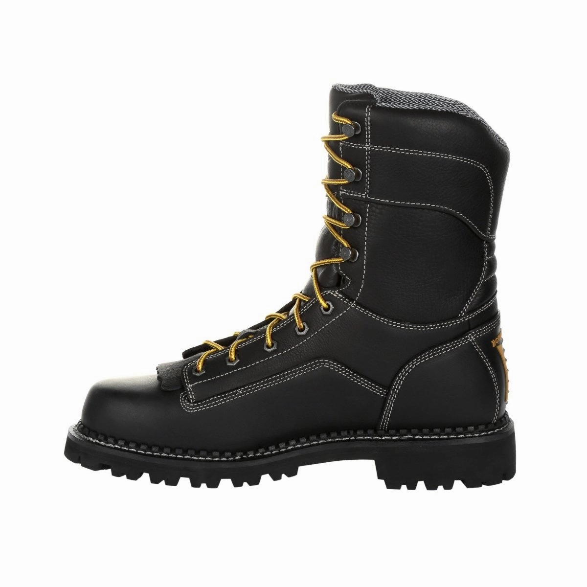 Georgia Boot AMP LT Logger Low Heel Waterproof Work Boot Gb00271 In Black Shank Odor Control Technology